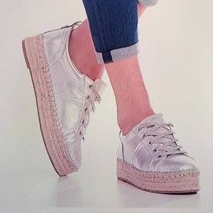 NIB Metallic Leather Espadrilles Sneakers